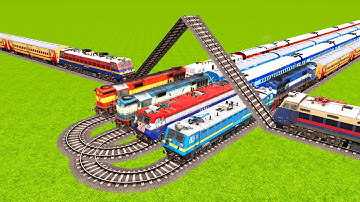 SIX TRAINS RUNNING ON HIGH POINTED RAILROAD & DOUBLE U TURNS RAILROAD NETWORK|Train simulator|