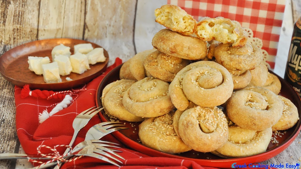 Greek Twisted Cheese Pies aka Tiropitakia with Homemade Pastry Kichi -Τυροπιτάκια Στριφτά Κιχί | Greek Cooking Made Easy