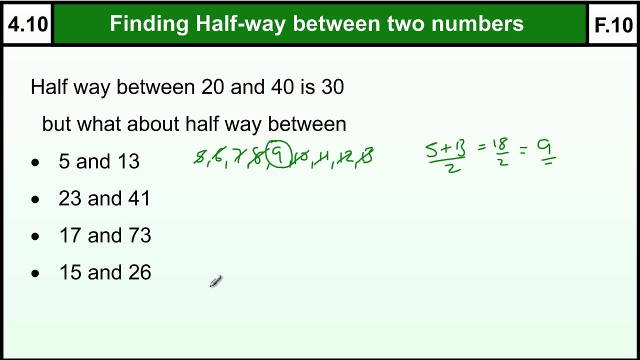 4 10 Halfway Midpoint Between Two Numbers Quick Method Basic Maths Core Skills Level 4 
