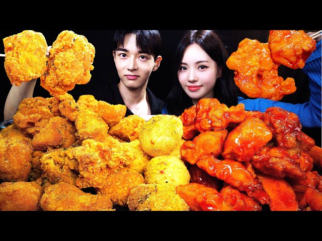 ASMR MUKBANG  동덕여대 3대 얼짱 게스트 60계 치킨 양념 치킨 치즈볼 먹방/SPICY FRIED CHICKEN REALSOUND チーズピザ辛いチキン モッパン