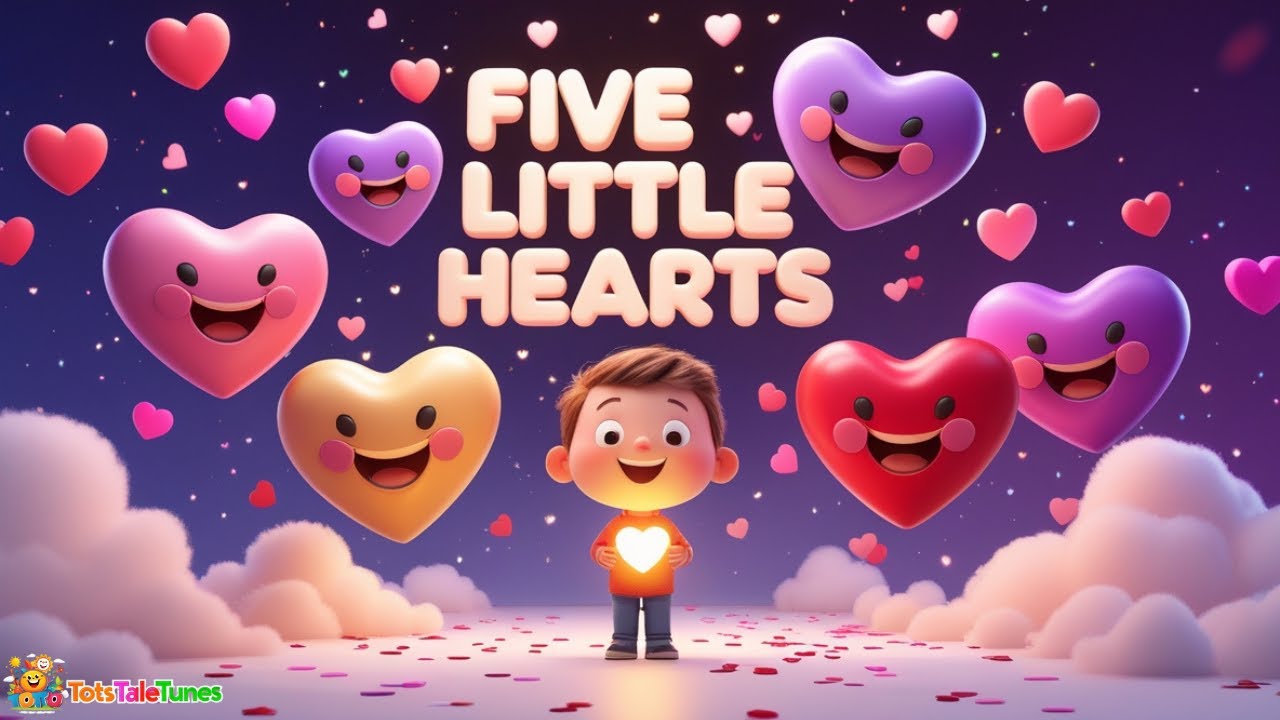 Five Little Hearts ❤️ | Valentine Counting Rhyme for Kids | Numbers Song | TotsTaleTunes