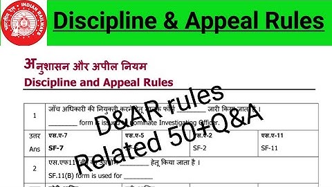 Discipline & Appeal Rules Related Q&A || Railway Departmental Exam Questions || D&AR rules for LDCE