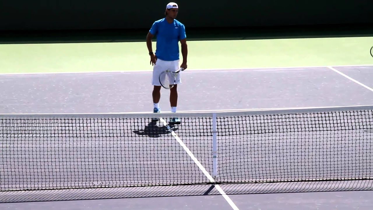 Rafael Nadal At Net Practicing Volleys 2012 BNP Paribas Open
