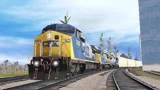 Trainz 3: CSX C40-8W trio on Autorack train on New Sand Patch Grade