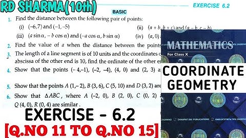 RD SHARMA CLASS 10 COORDINATE GEOMETRY EXERCISE -6.2[Q.NO 11 TO 15] MATH FEAR | CHAPTER 6 | CBSE