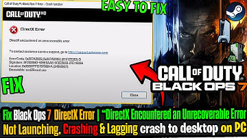 Fix Black Ops 7 DirectX Error | DirectX Encountered an Unrecoverable Error Not Launching, on PC 🛠️
