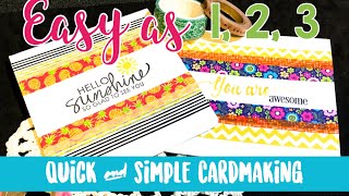 🍍🌸☀️ Easy as 1, 2, 3 Cards: 1 Stamp Set, 2 Ink Colors, 3 Washi Tapes