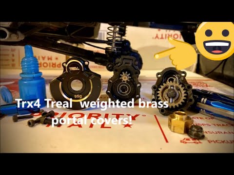 Trx4 before and after Treal weighted brass portal covers on the rear axle!