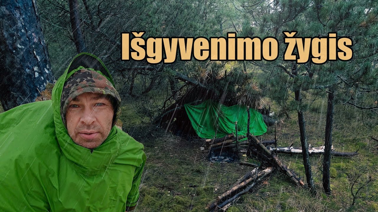 Išgyvenimo žygis per vėją ir lietų. Maistas ir vanduo iš gamtos!