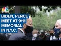 Joe Biden and Mike Pence meet and elbow bump at 9/11 Memorial in New York City