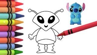 Alien 👽👾drawing❤️ and colouring💚💙 for kids 👶🏻👶🏻👶🏻