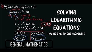 Solving Logarithmic Equations (METHOD 2 - by One-to-One Property) | GENERAL MATHEMATICS
