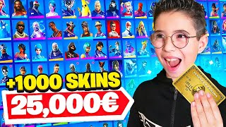 MON PETIT FRÈRE a ACHETÉ le 1000 ème SKIN dans mon CASIER Fortnite ! (25.000€)