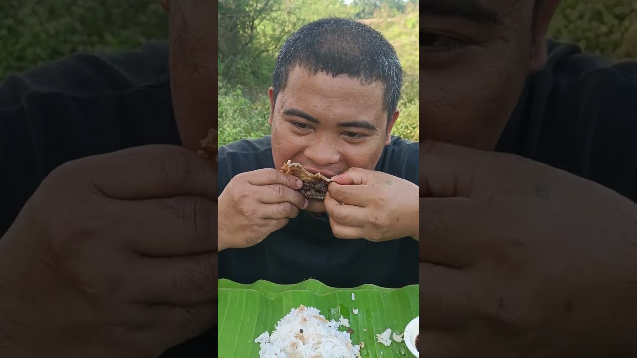 Pritong buong manok mukbang