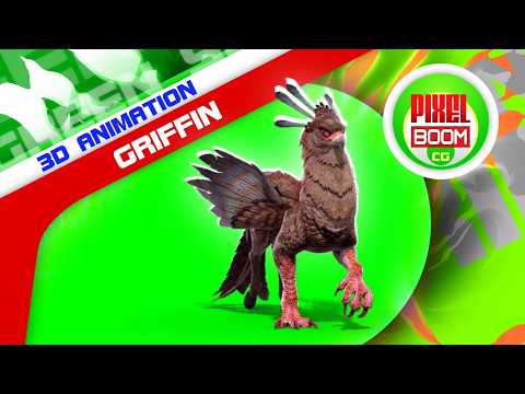Green Screen Griffin Mythological Creature 3D Animation PixelBoomCG