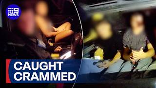 P-plater caught allegedly drink-driving with mates crammed in ute tray | 9 News Australia
