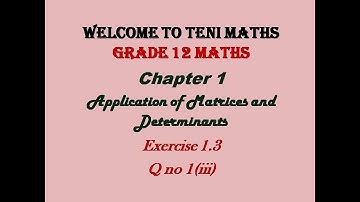 Grade 12: Maths : Chapter 1: Application of Matrices and Determinants:  Exercise 1.3 Q no 1(iii)