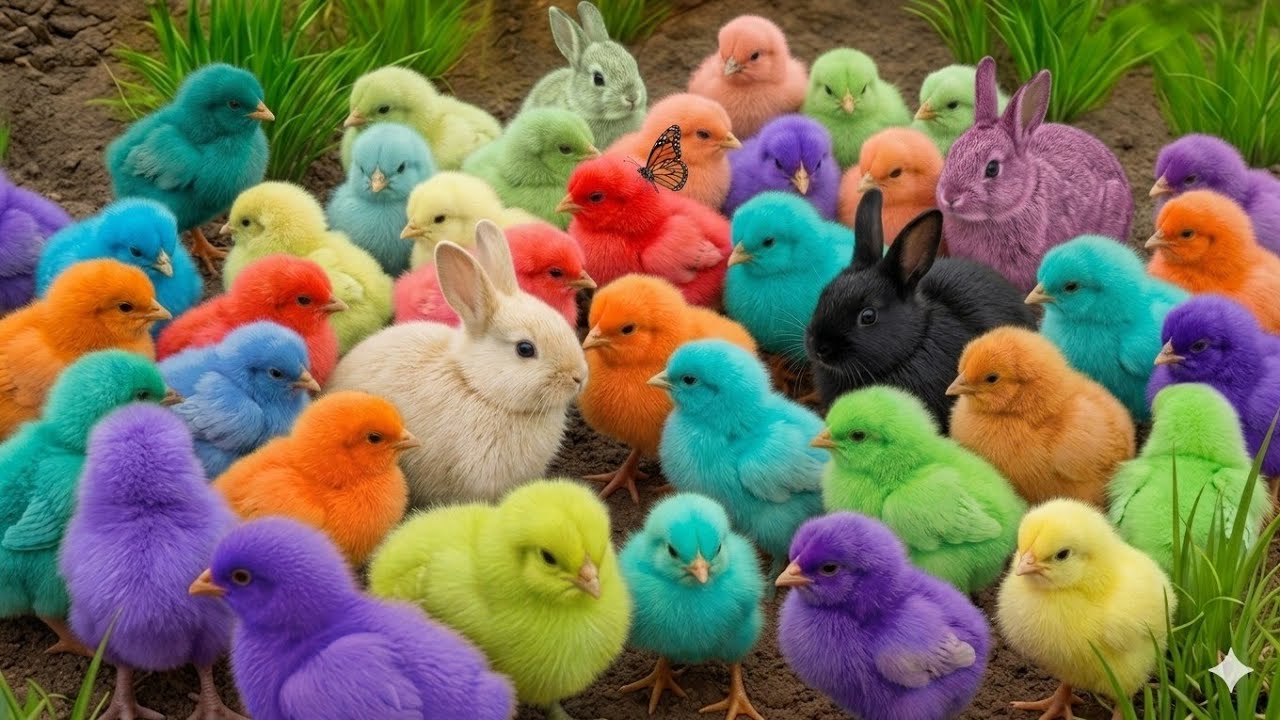 Colorful chicken, rainbow chicken, cute animals, cute rabbit - YouTube