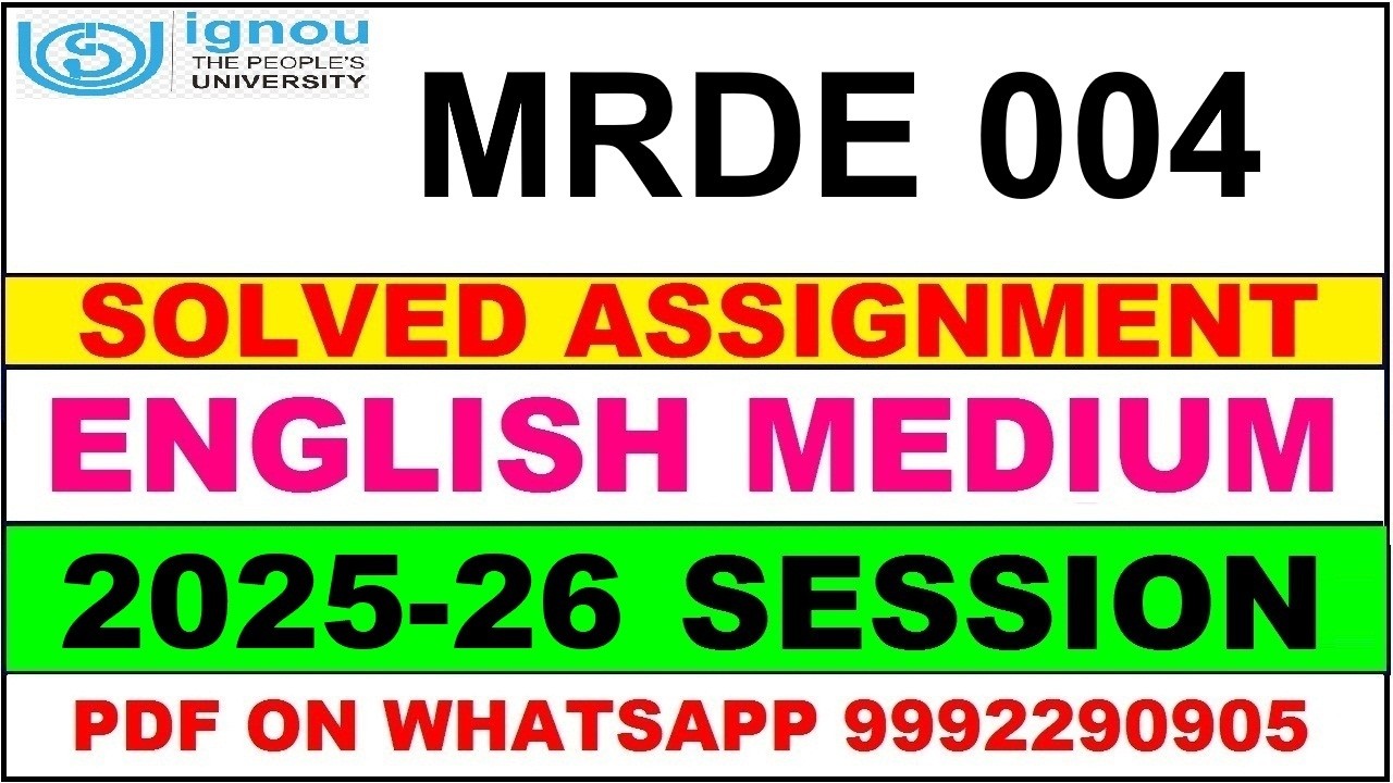 MRDE 004 solved assignment 2025-26 in English || mrde 004 solved assignment 2026 || mrde4 2025-26