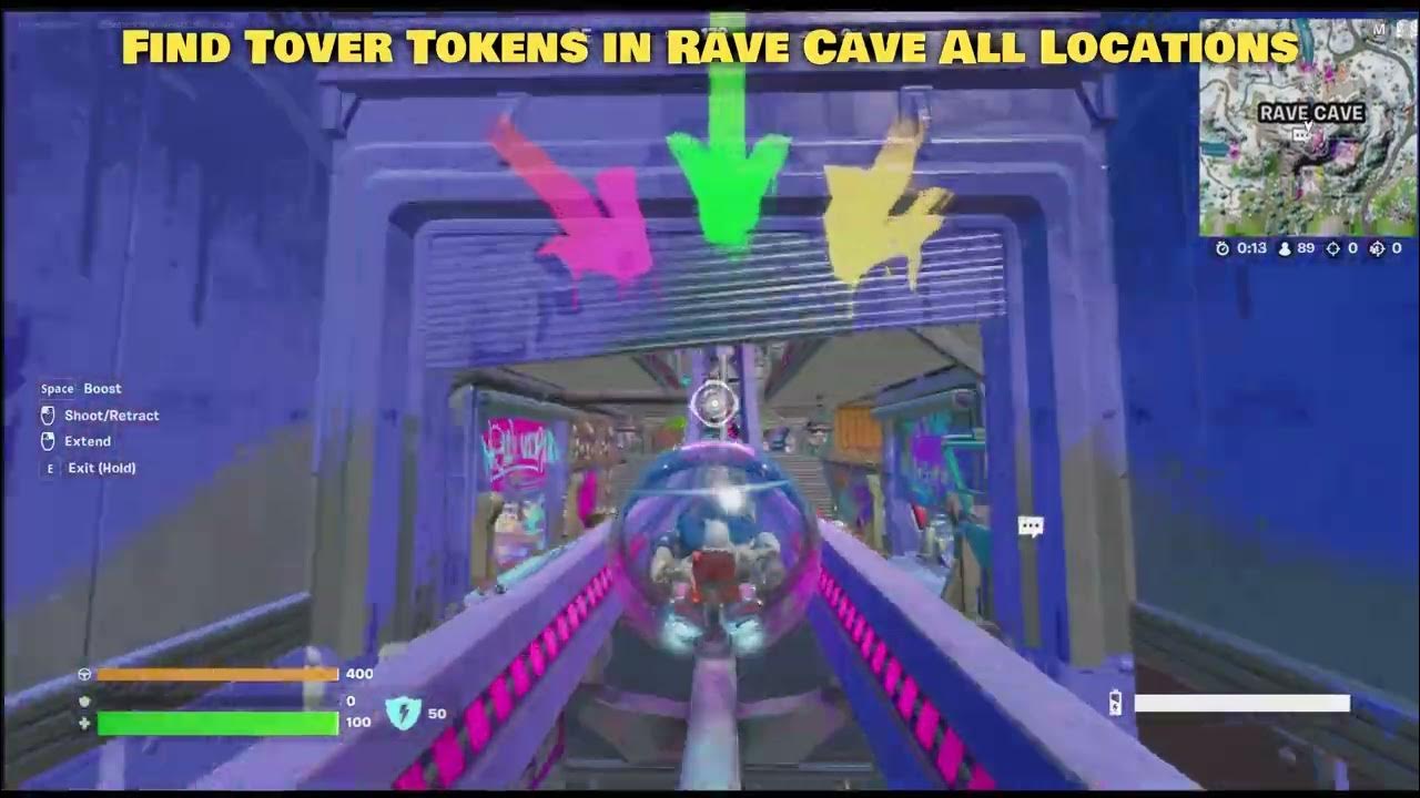Where Are The Tover Tokens In Rave Cave Find Tover Tokens in Rave Cave - Fortnite - YouTube