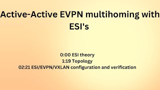 Arista EVPN Multi-Homing with Ethernet Segment Identifiers(ESI)