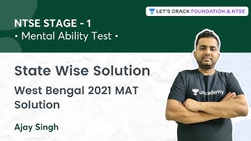 NTSE STAGE 1: State Wise Solution | West Bengal 2021 MAT Solutions | Ajay Singh