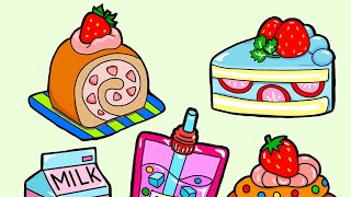 Let’s draw ✍️ strawberry cake and milk | Strawberry cake and milk draw ✍️ ??