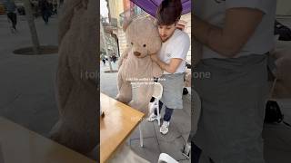 Waiter Brings a Giant Teddy Bear to Keep Her Company