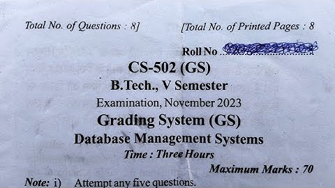 B.TECH | DATABASE MANAGEMENT SYSTEM |  RGPV | 2023 | 5TH SEMESTER