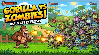 Gorilla Defense! Shooting Fireball Bananas at Zombie Monkeys screenshot 1