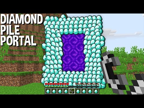 WHAT if BUILD and LIGHT DIAMOND PILE PORTAL in Minecraft ? DIAMOND CRYSTAL !