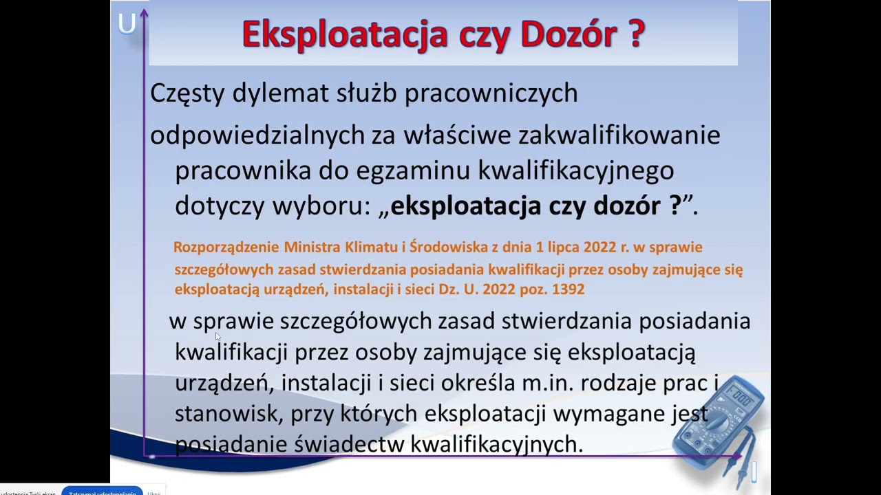 Szkolenie G1 tzw. SEP przygotowujące do egzaminu Eksploatacji i Dozoru