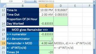 Excel Magic Trick 286: MOD function & Time Calculations (Time For Night Shift, or Negative Time)