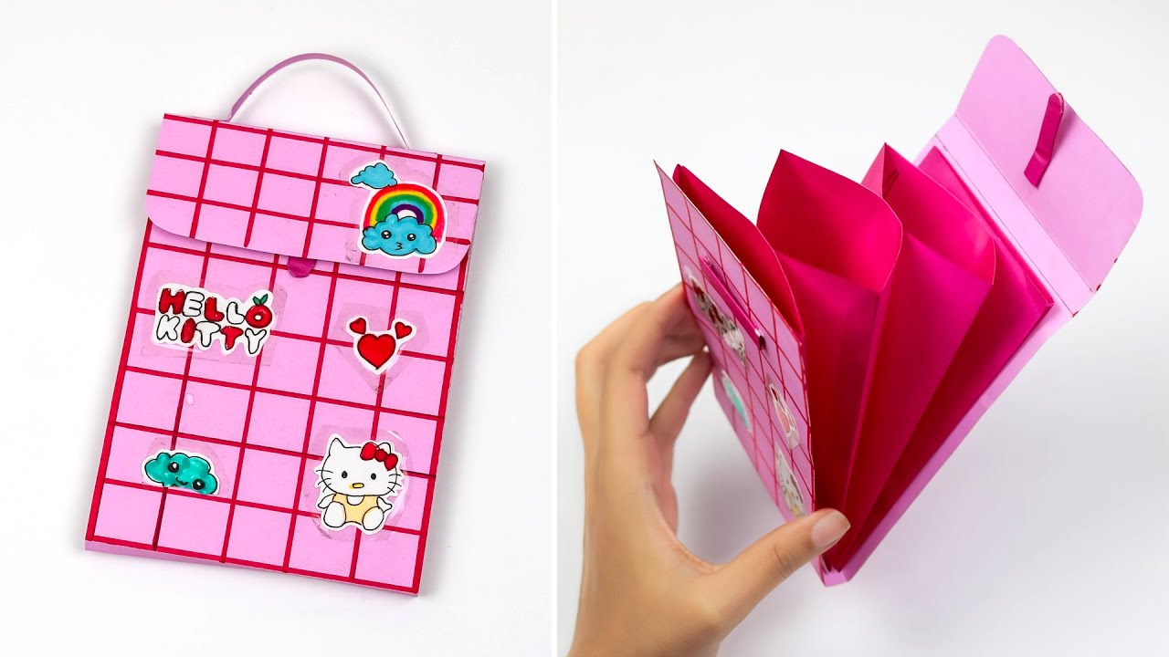 Pouch Craft Color DIY paper pouch - Origami paper pouch - How to make color paper purse ...