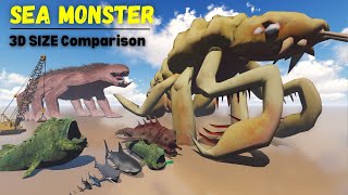 Sea Monsters SIZE Comparison 3D Animation 2024 || The Bloop Vs El Gran Maja ‍♂