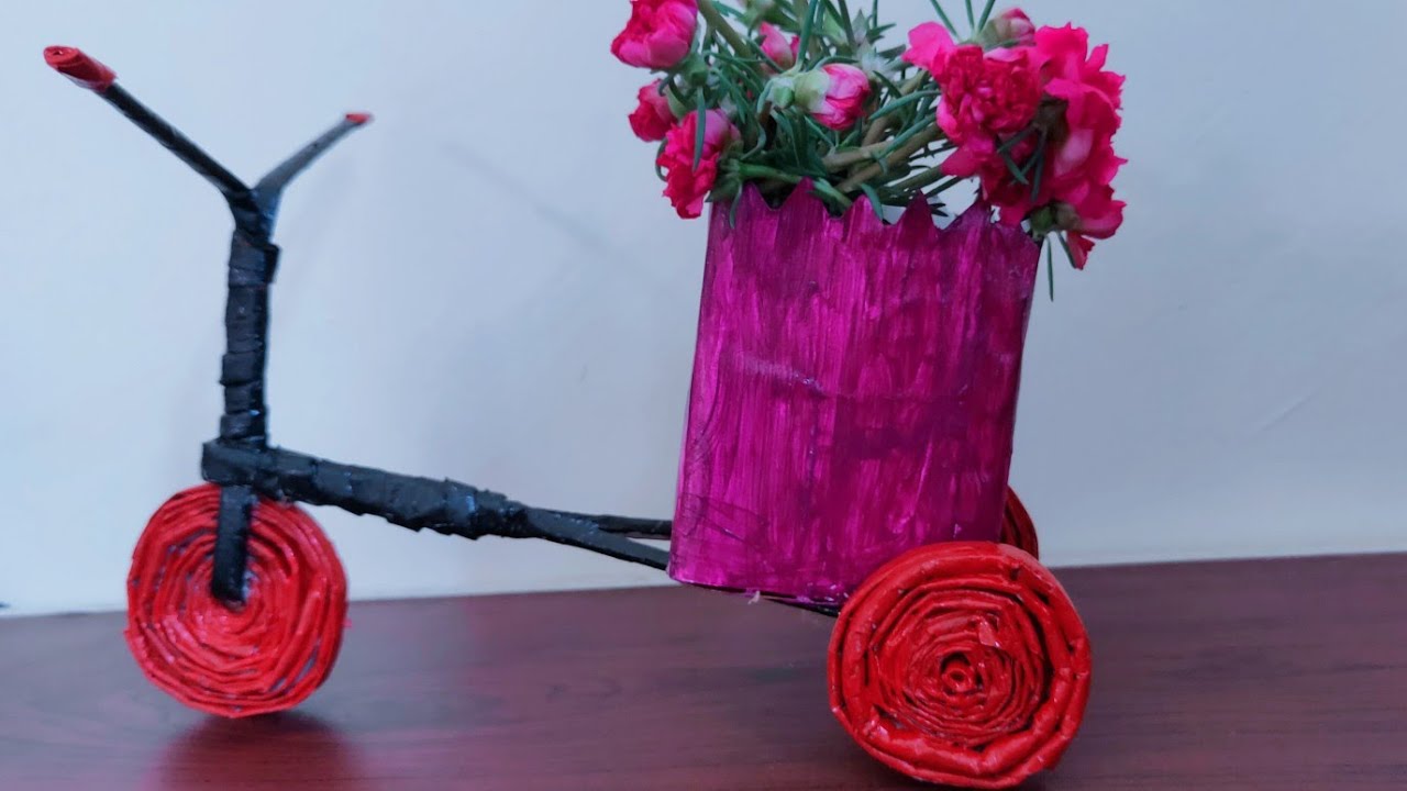 DIY Newspaper Flower Pot!! Cycle Flowers Pot With Newspaper!! Waste