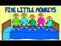 5 little monkeys jumping on the bed nursery rhyme kids songs five little monkeys by 123abctv