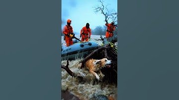Dog Swept Into Floodwaters Trapped in Tree Roots