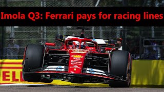 Imola Q3: Ferrari SF-24 optimizes downforce, but lacks handling on curbs and pays for racing lines