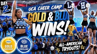 UCA Cheer Camp Day 2 Was INTENSE 📣 Gold, Blue & All-American Tryouts | Behind the Scenes Cheer Vlog