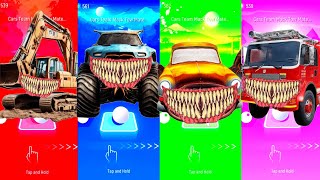 Excavator Monster vs Monster Truck vs Car Eater vs Fire Truck Monster  | Tiles Hop