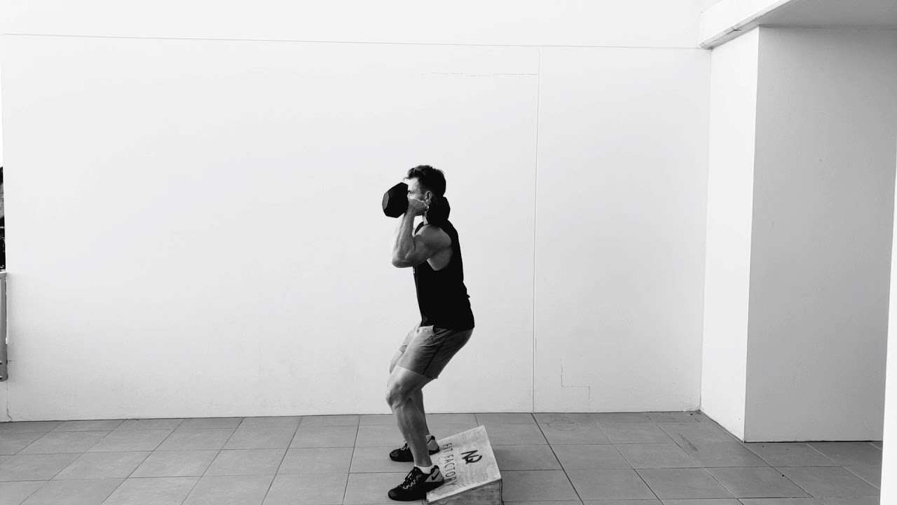 Heels Elevated 1 ¼ DB Front Squat - YouTube