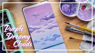 Purple Dreamy Clouds | Gouache Painting Tutorial