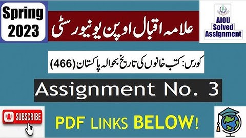 ⏩ AIOU Code 466 Solved Assignment No.3 Spring 2023 | Subject: History of Libraries | Level: BA/B.Com