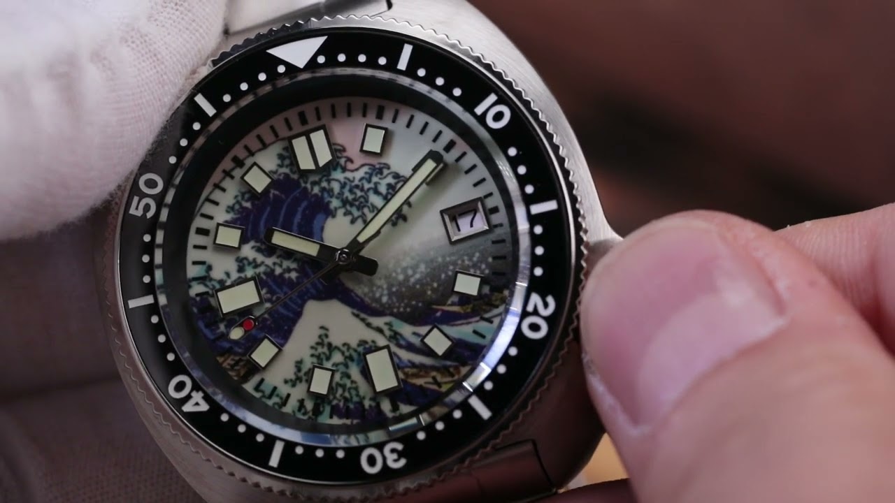 Addiesdive Great Wave Kanagawa 6105 Turtle Diver Watch H8 - YouTube