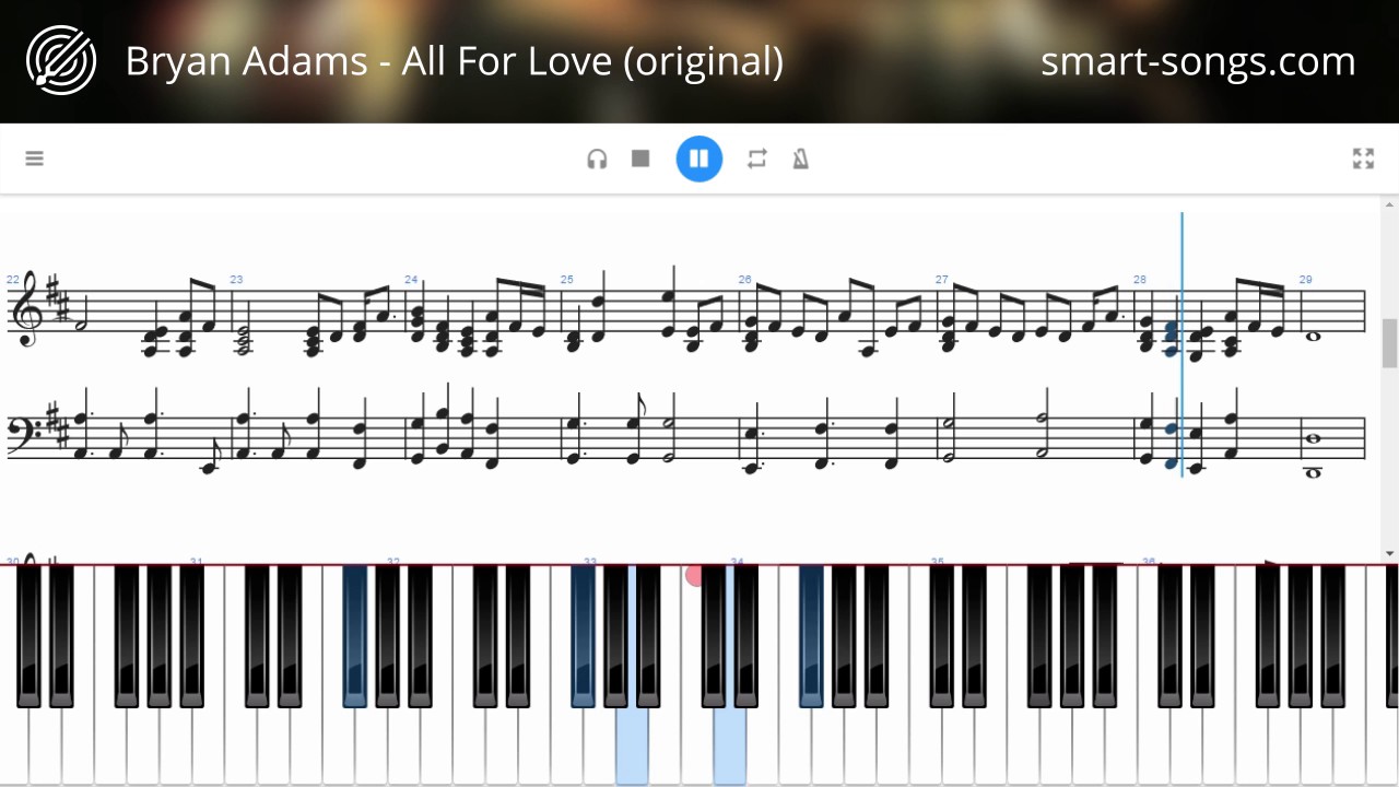 Clever Ноты. All for Love Bryan Adams Ноты. Песня Адамс на пианино клавиши. Песня Smart Smart песня видео.