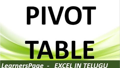 PIVOT TABLE IN  తెలుగు
