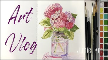 Vẽ Hoa Cẩm Tú Cầu Bằng Màu Nước / Paint Hydrangeas With Watercolor
