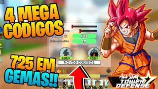 4 MEGA CÓDIGOS COM 1200+ GEMAS PARA O ALL STAR TOWER DEFENSE - GG Games 
