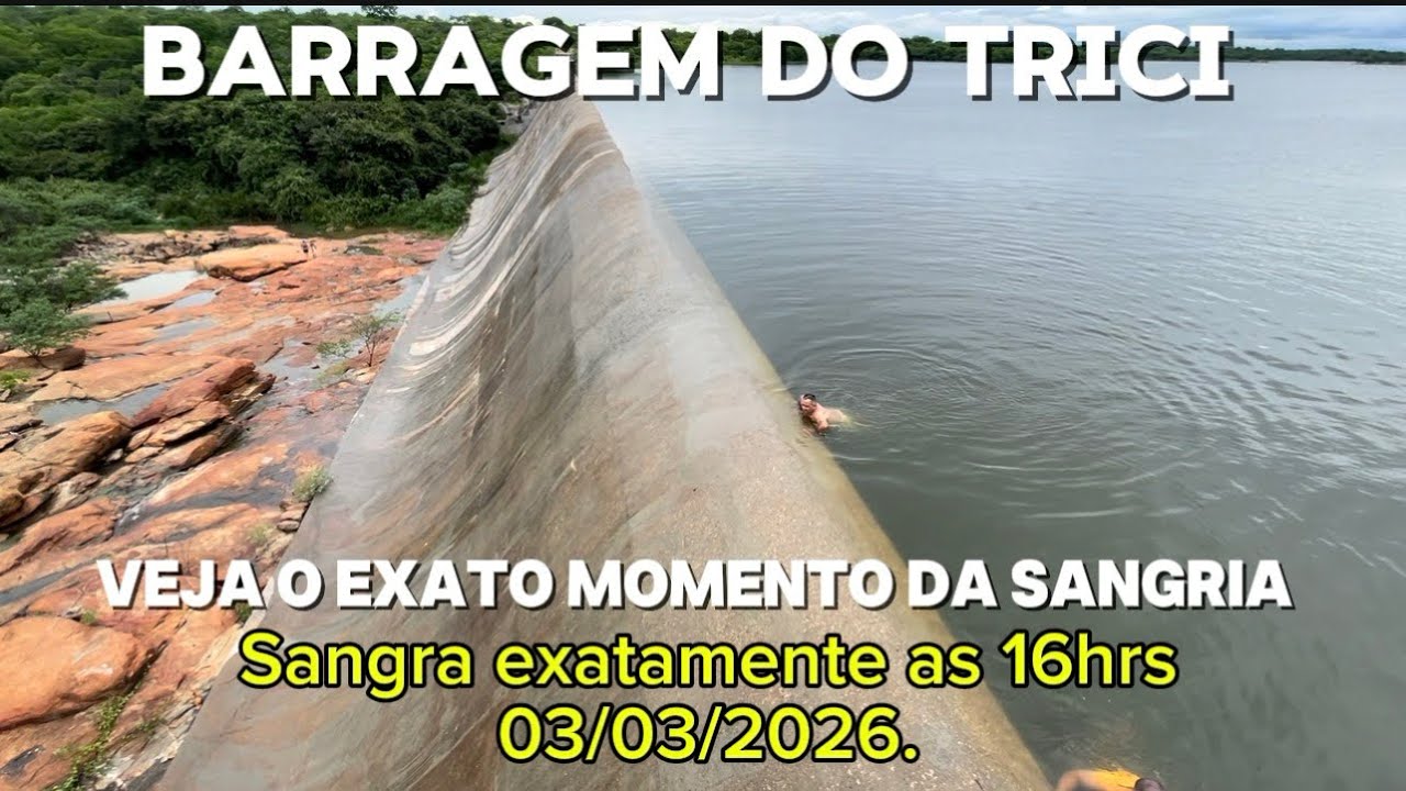 Barragem do Trici sangra nessa tarde 03 de Março, atingiu seu volume máximo e transborda.